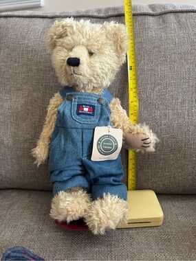 Boyds Bears Plush Teddy in Tan Fur with Blue Overalls